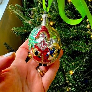 Santa, glass, vintage